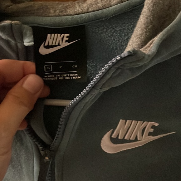 Nike hooded zipper hoodie, gray and blue size small - Picture 2 of 5
